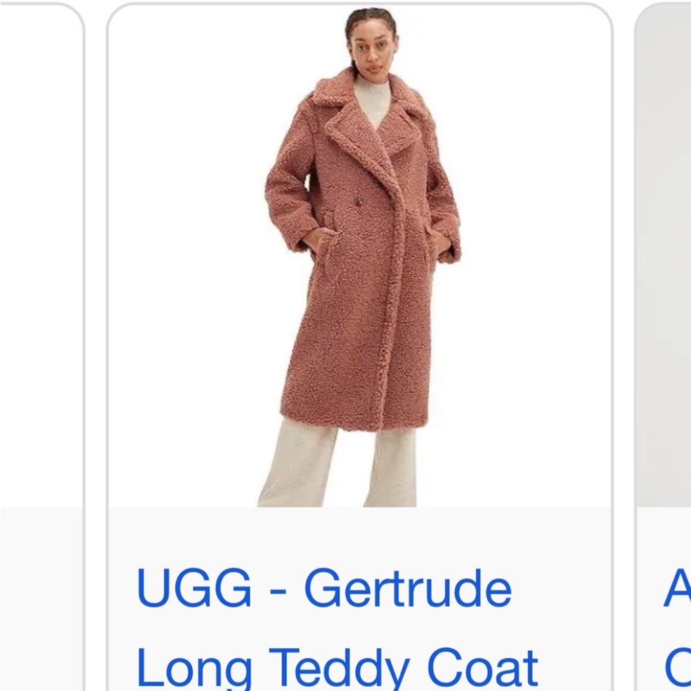 ugg long teddy coat in rose ~ satin + furry